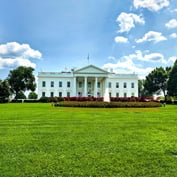 Long shot of the White House in Washington DC